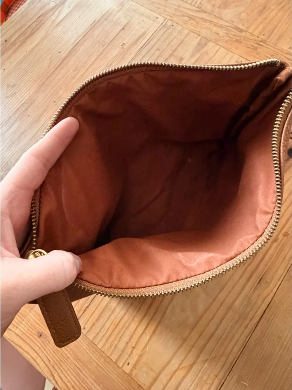 FAWN Leather Wristlet Clutch in Caramel Brown - Picture 2 of 5